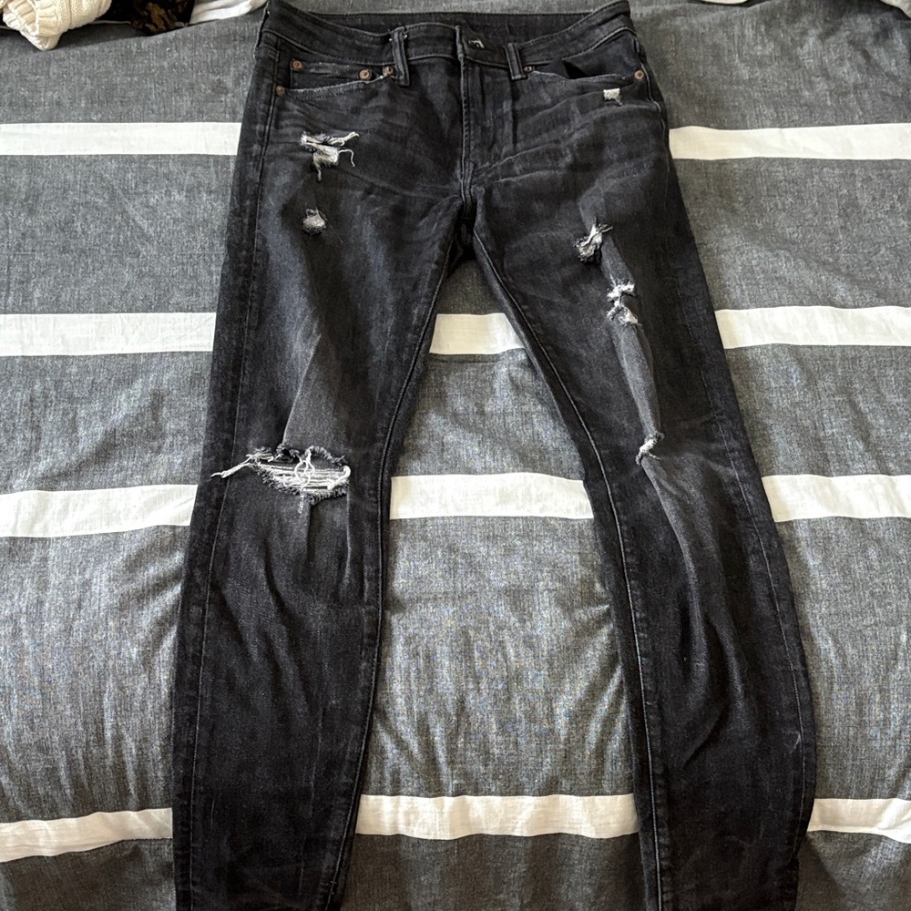 American Eagle Outfitters Black Ripped Skinny Jeans